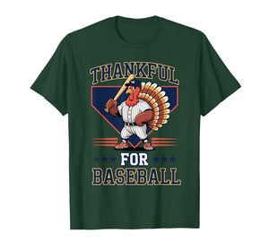 Thankful for Baseball Turkey Thanksgiving Holiday T-Shirt