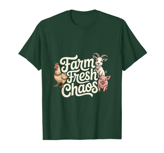Farm Fresh Chaos Cute Homestead Barn Animals Humor T-Shirt