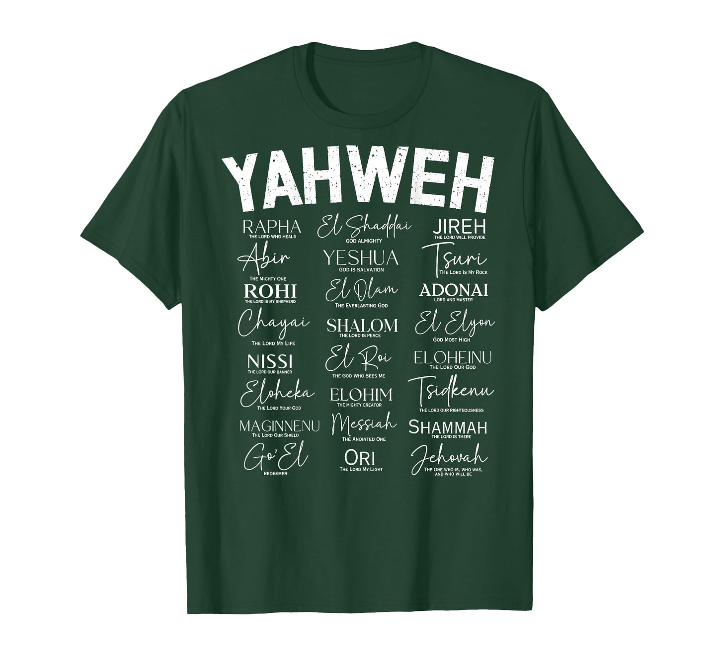 Hebrew Names of God Hebrew Jesus Christian (On Back) T-Shirt