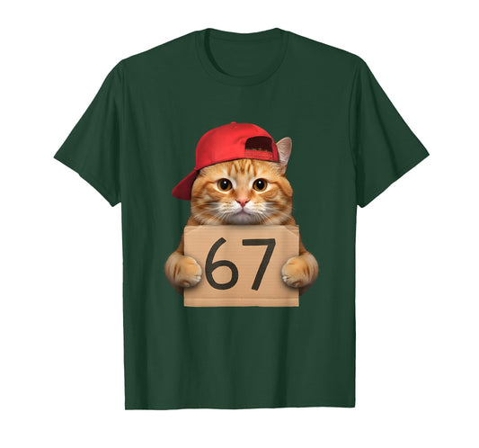 67 Cat Shirt Boys Girls Teen 67 Mem with Cat Six Seven T-Shirt