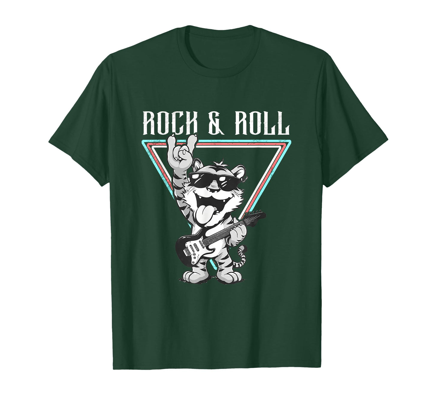 Rock & Roll Cool Tiger Playing Guitar T-Shirt