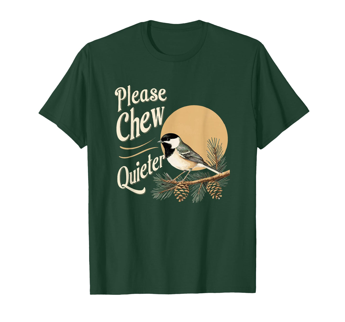 Please Chew Quieter Vintage Bird Groovy Design T-Shirt