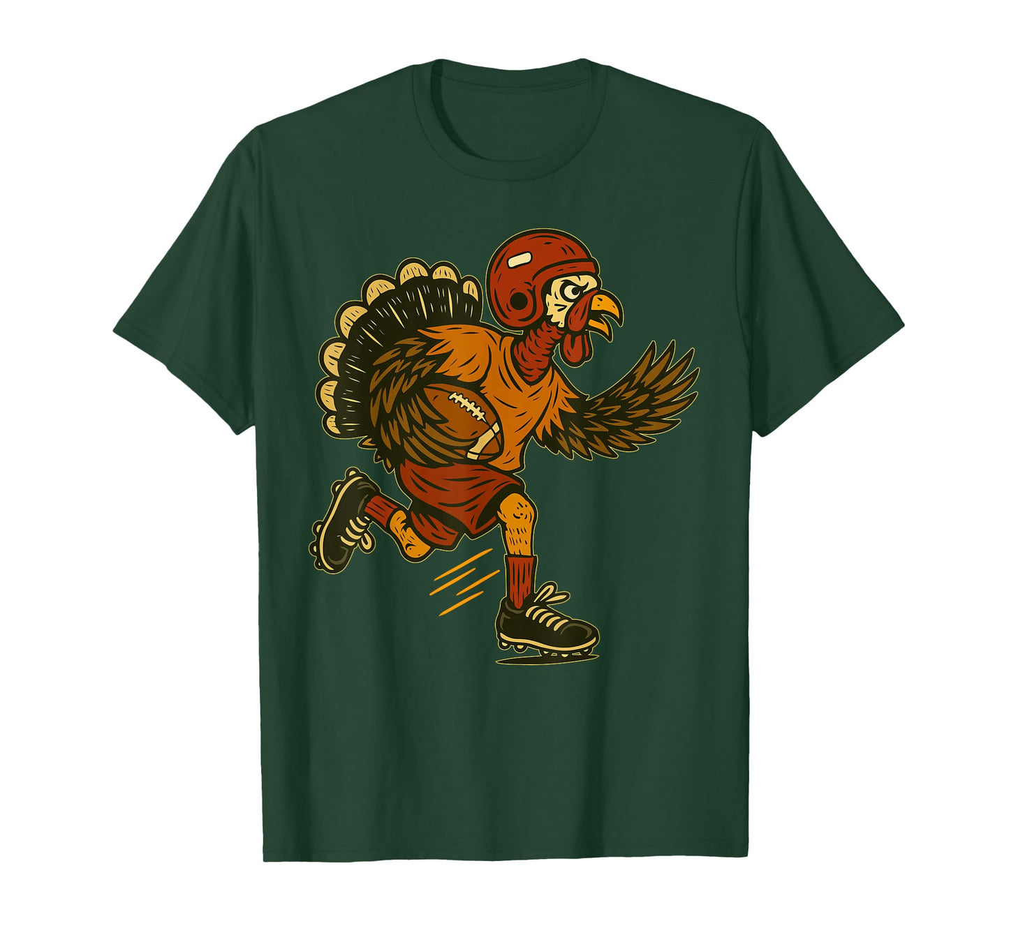 Thanksgiving Turkey Playing Football Men Boys Kids Funny T-Shirt