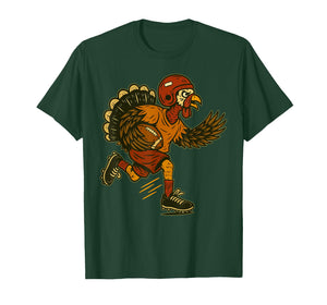 Thanksgiving Turkey Playing Football Men Boys Kids Funny T-Shirt