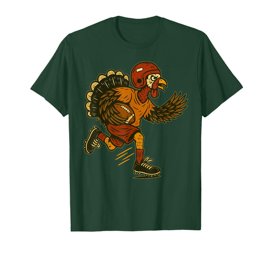 Thanksgiving Turkey Playing Football Men Boys Kids Funny T-Shirt