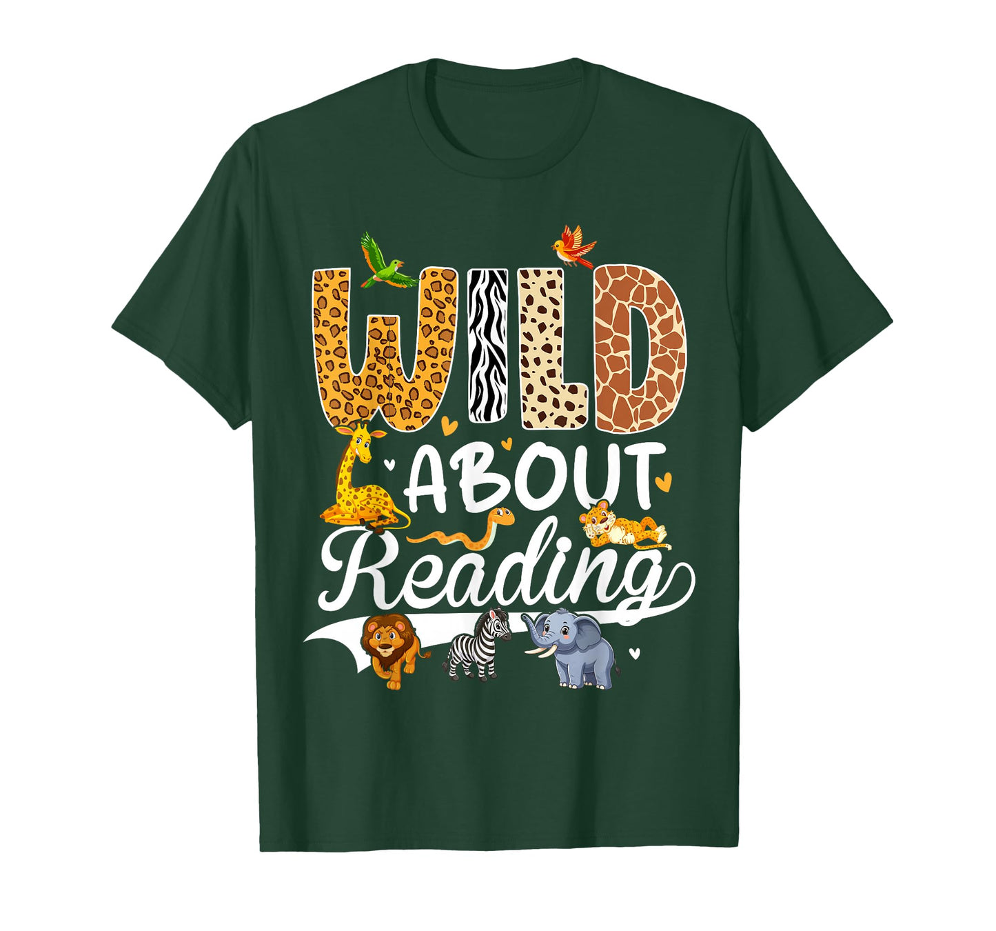 Wild About Reading Funny Book Lover Bookworm Library Day T-Shirt