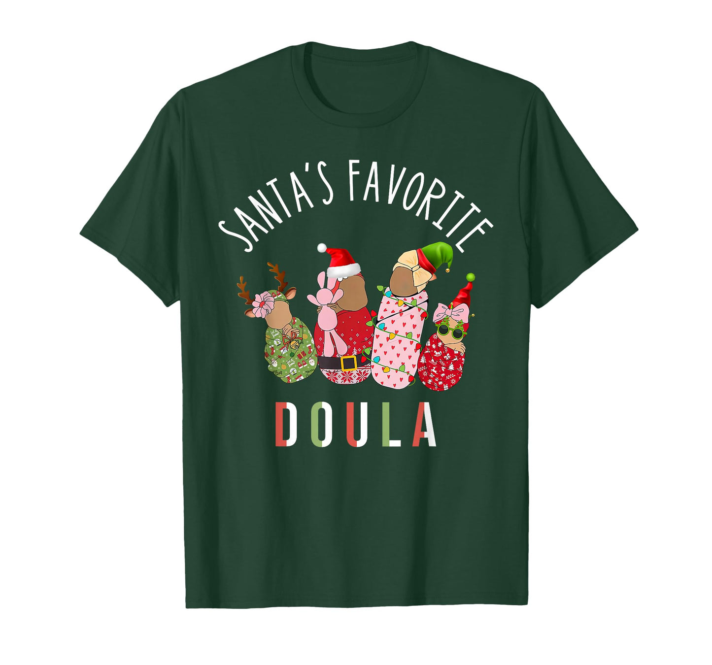 Santa's Favorite Doula Nurse Christmas Postpartum Midwife T-Shirt