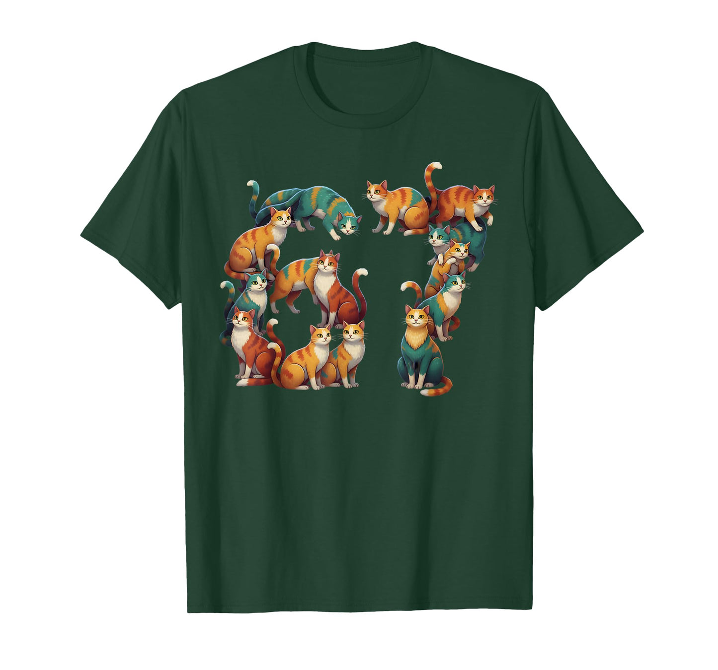 Funny Six Seven 6 7 Meme Gen Alpha Slang 67 Cat Meme T-Shirt