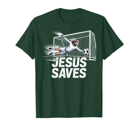 Soccer Goalie Goalkeeper Jesus Saves Christian Soccer Player T-Shirt
