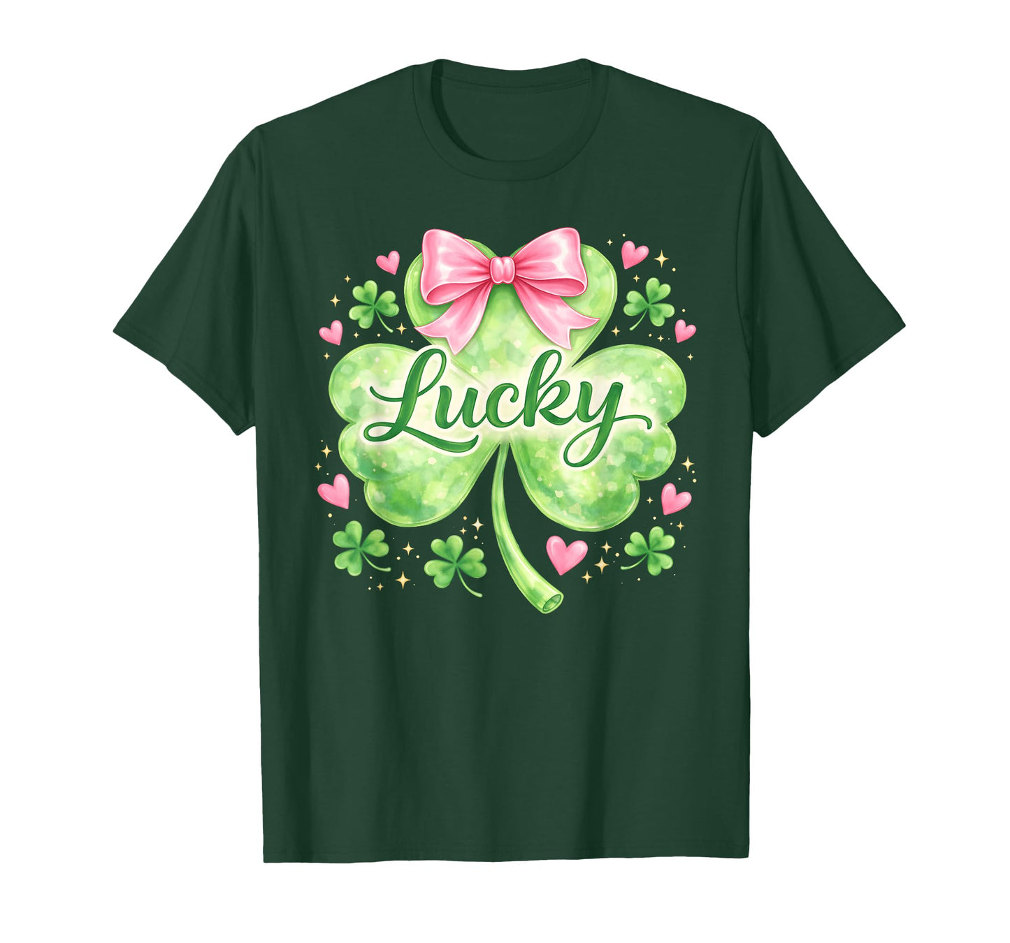 Lucky Shamrock Coquette Bow St Patrick's Day Clover Shirt T-Shirt