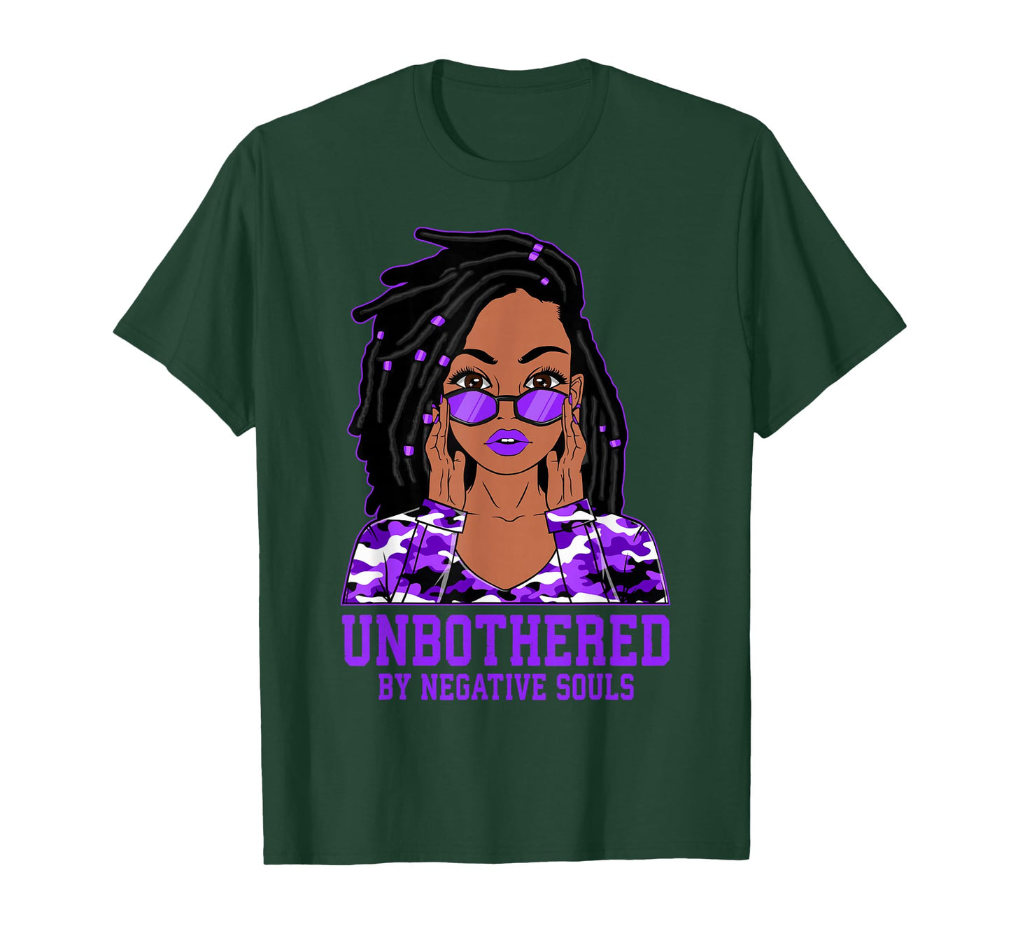 Unbothered Dreadlocks Loc'd Hair Black Woman Girl Camo T-Shirt