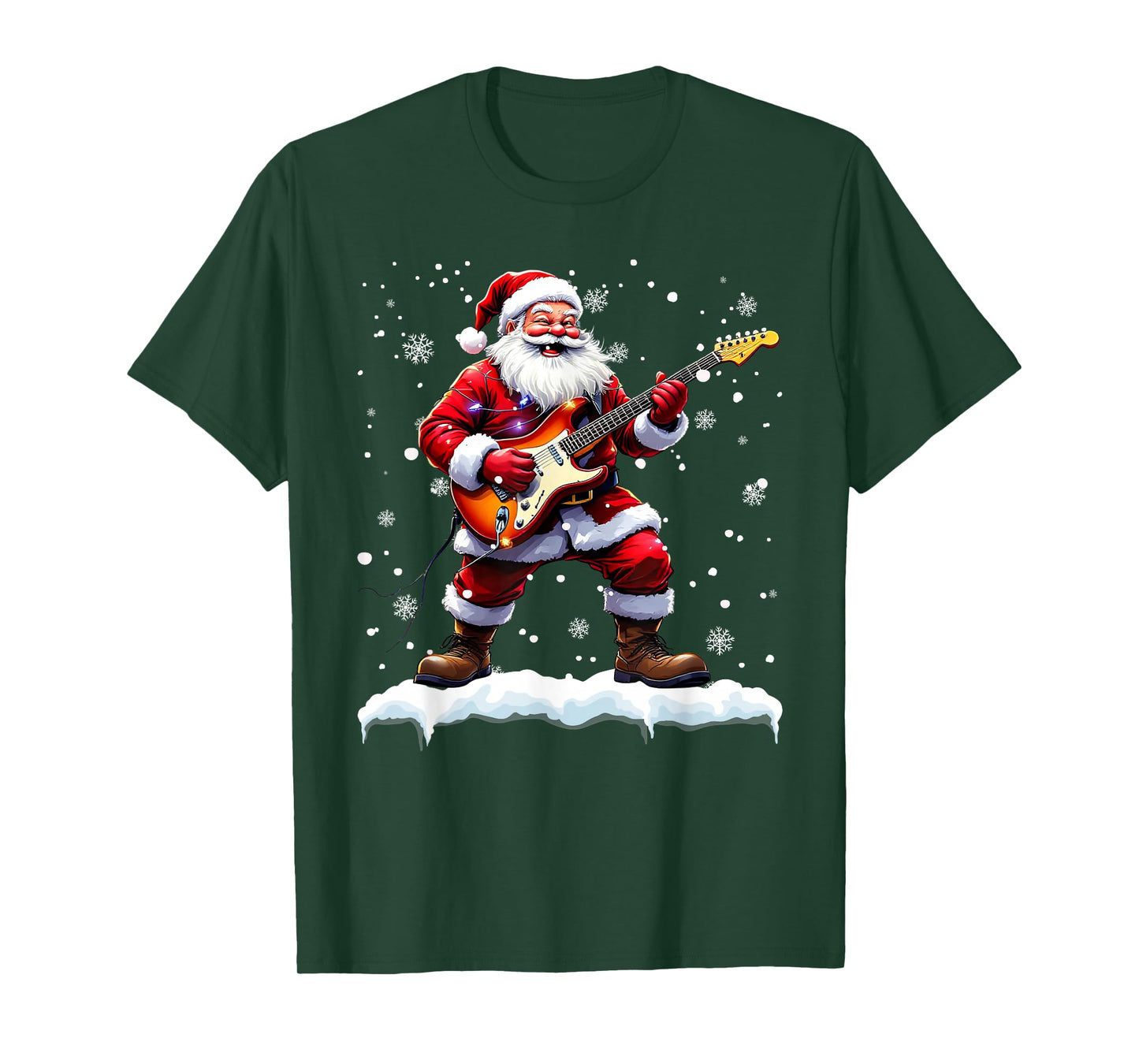 Santa Claus Playing Bass Guitar Christmas Xmas Music T-Shirt