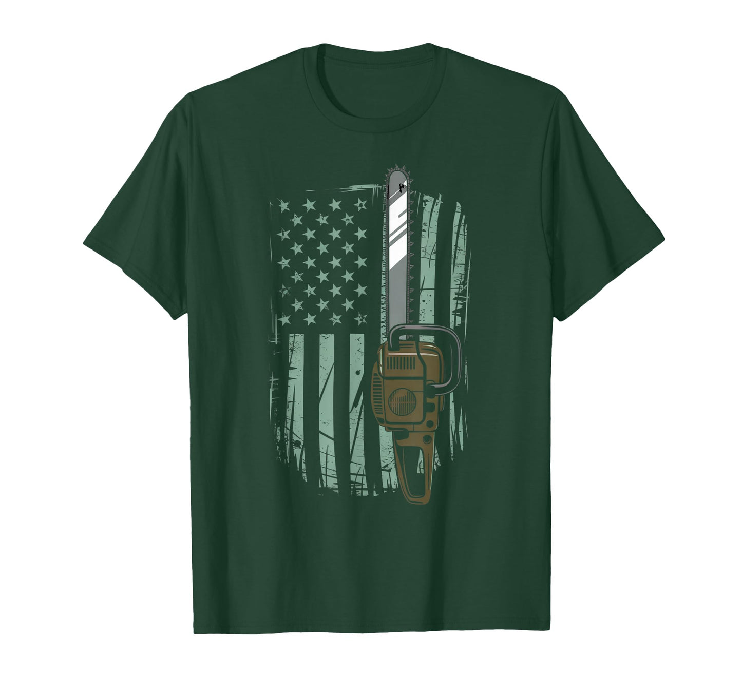 Chainsaw American Flag Funny Independence Day - Woodworker T-Shirt