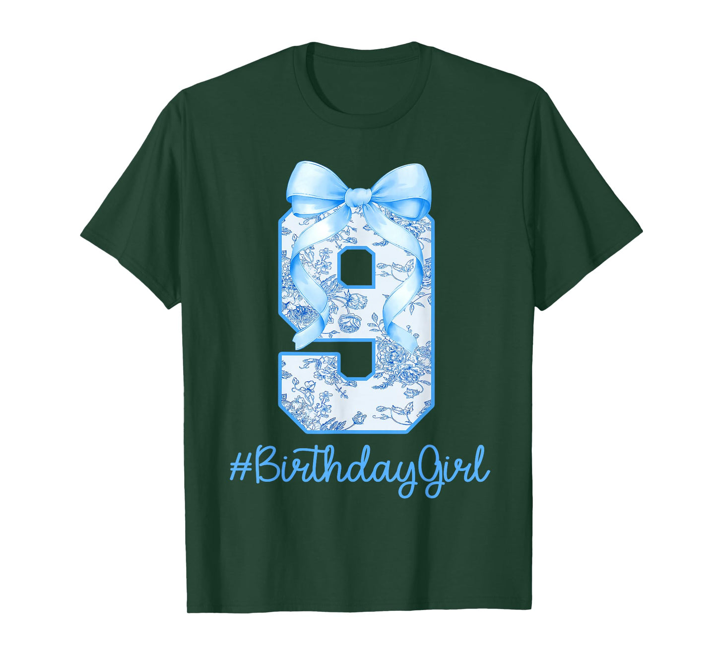 9 Year Old Birthday Girl Coquette Bow 9th Birthday T-Shirt