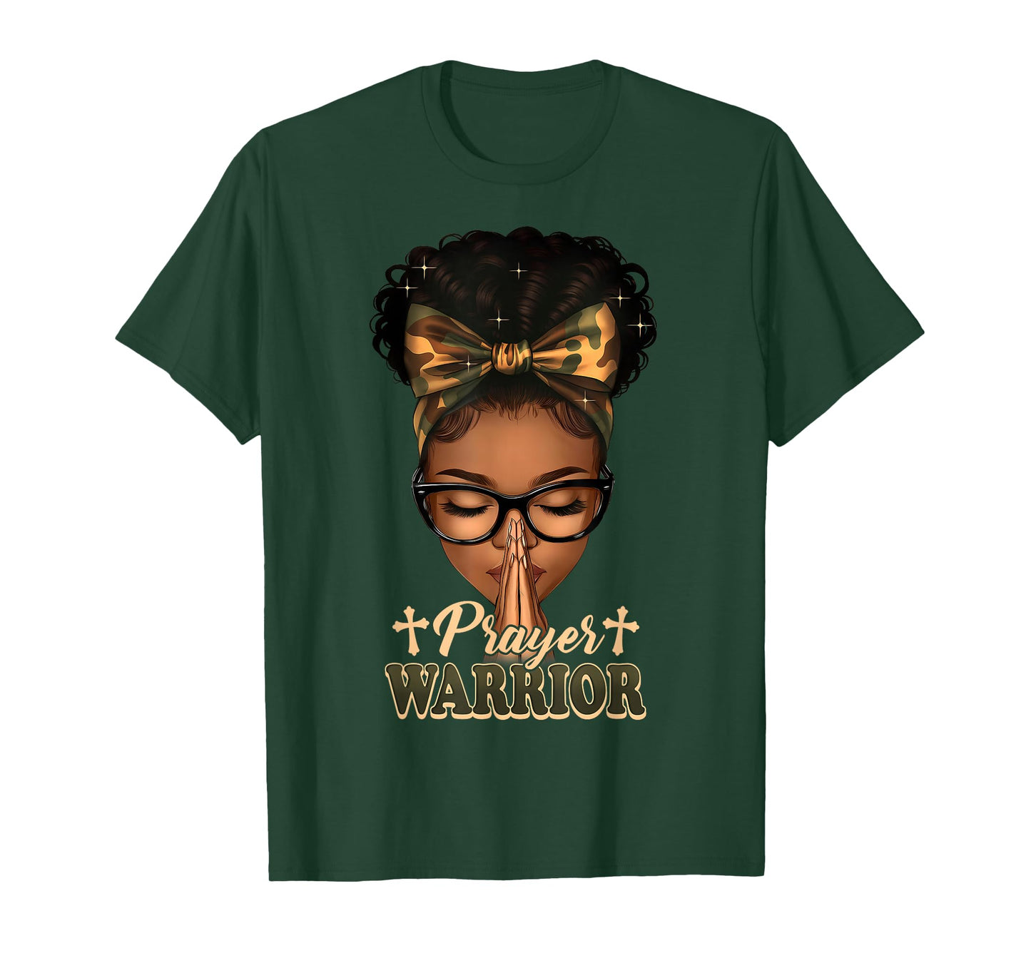 Prayer Warrior Christians Camo African American Afro Women T-Shirt
