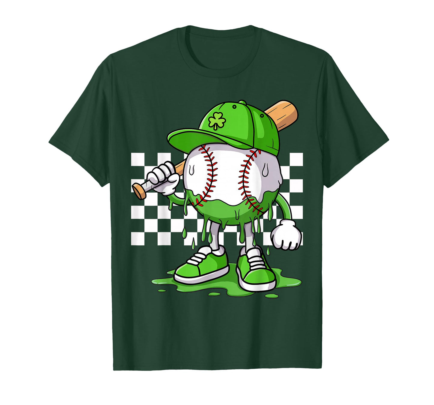Boys Happy St Patricks Day Kids Baseball Ice Cream Drip T-Shirt