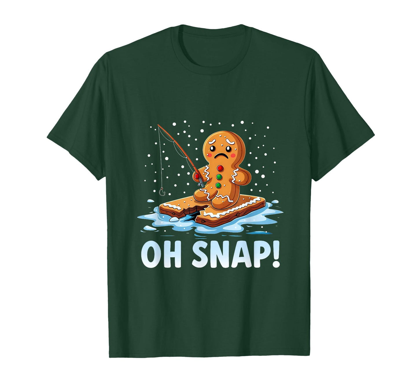 Oh Snap Gingerbread Man Christmas Fishing Fisher Men T-Shirt