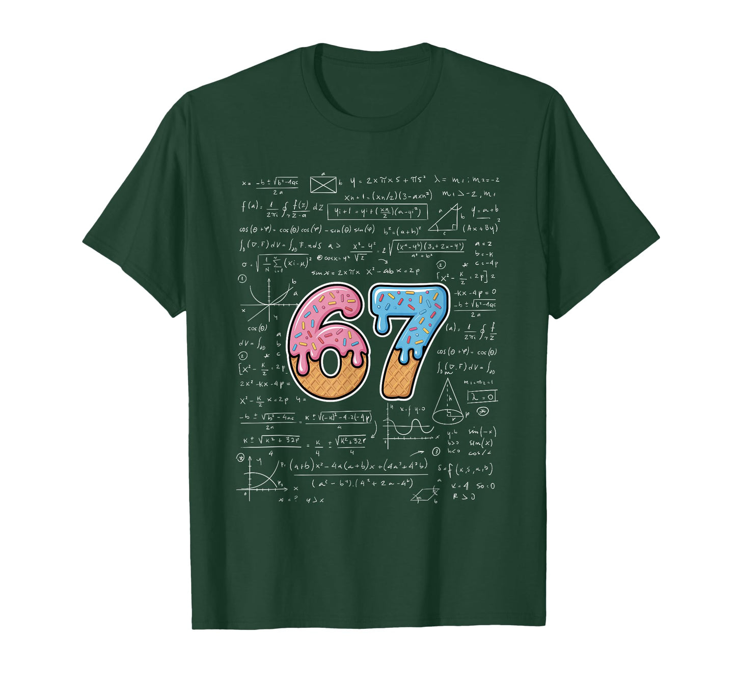 67 Math Teacher Mathematics 67th Number Ice Cream Drip 67 T-Shirt