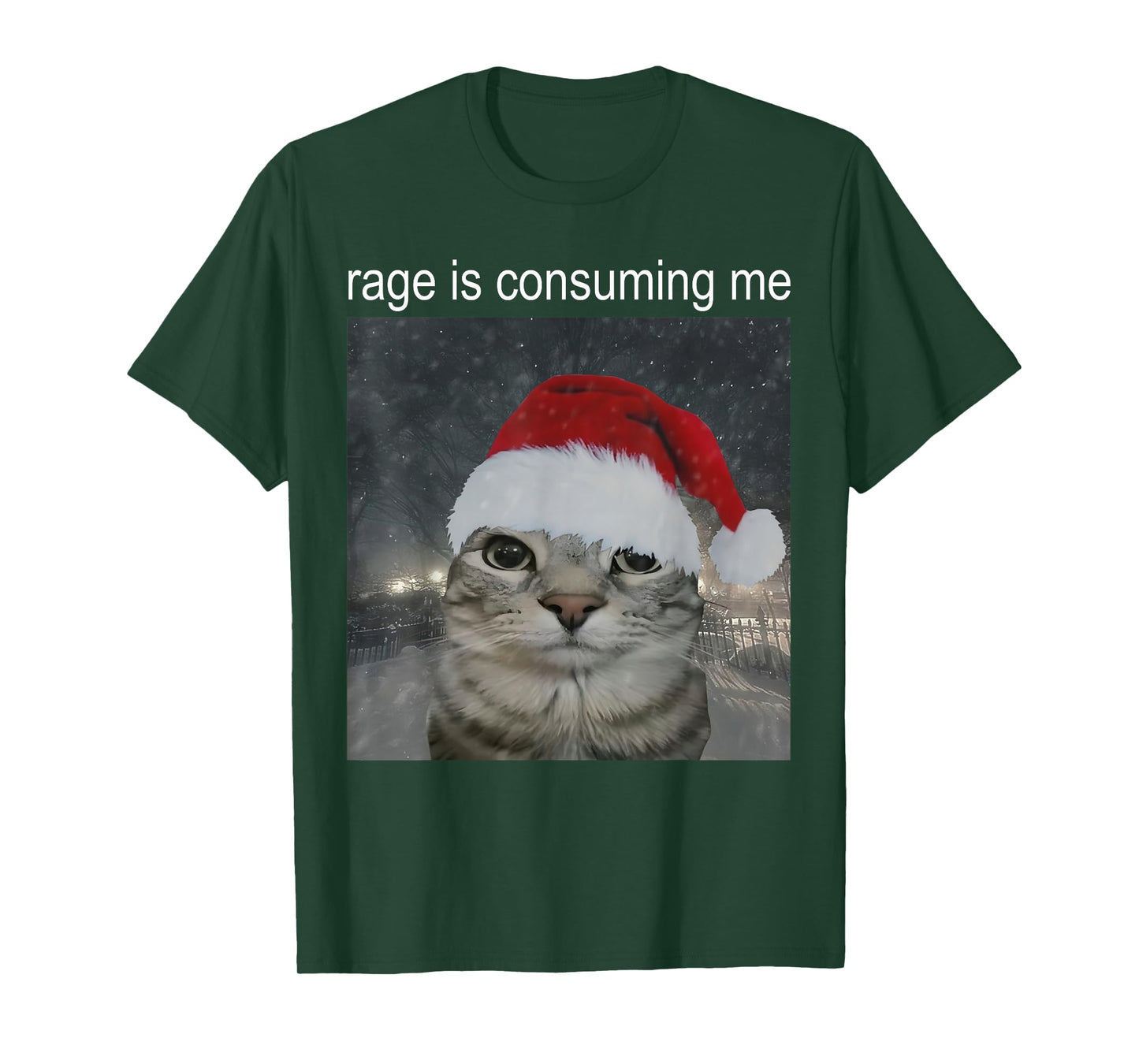 Rage Consumes Me Funny Christmas Cat Meme Women Men T-Shirt