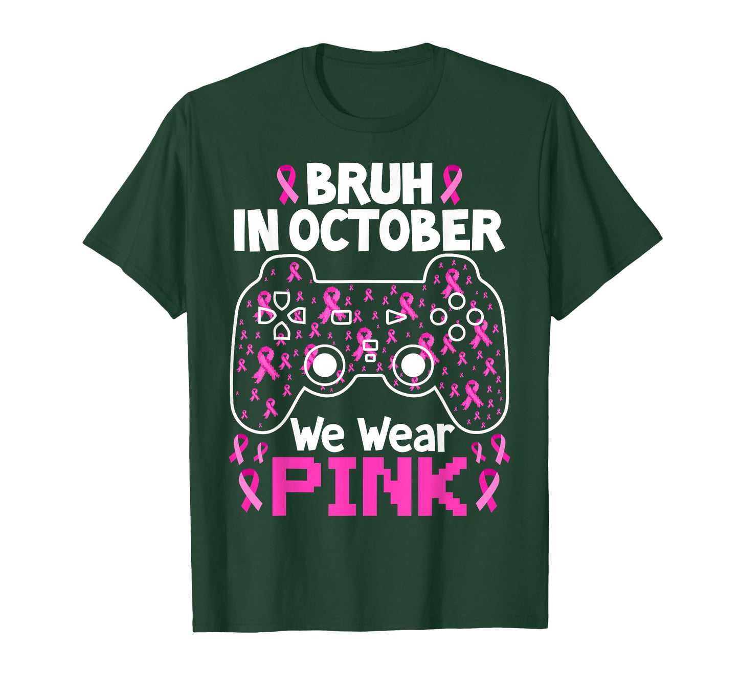 Bruh in October We Wear Pink Breast Cancer Toddler Boys Kids T-Shirt