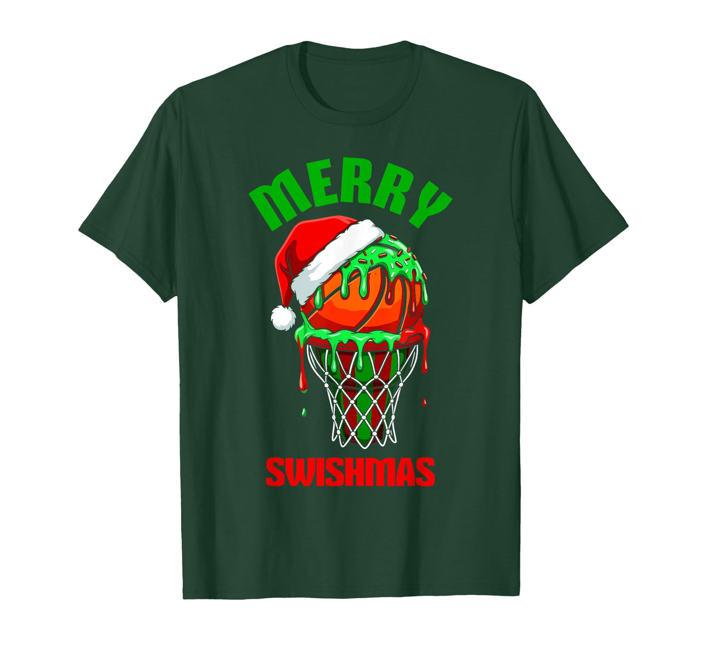Merry Swishmas Basketball Ugly Christmas Xmas Men Boys Kids T-Shirt