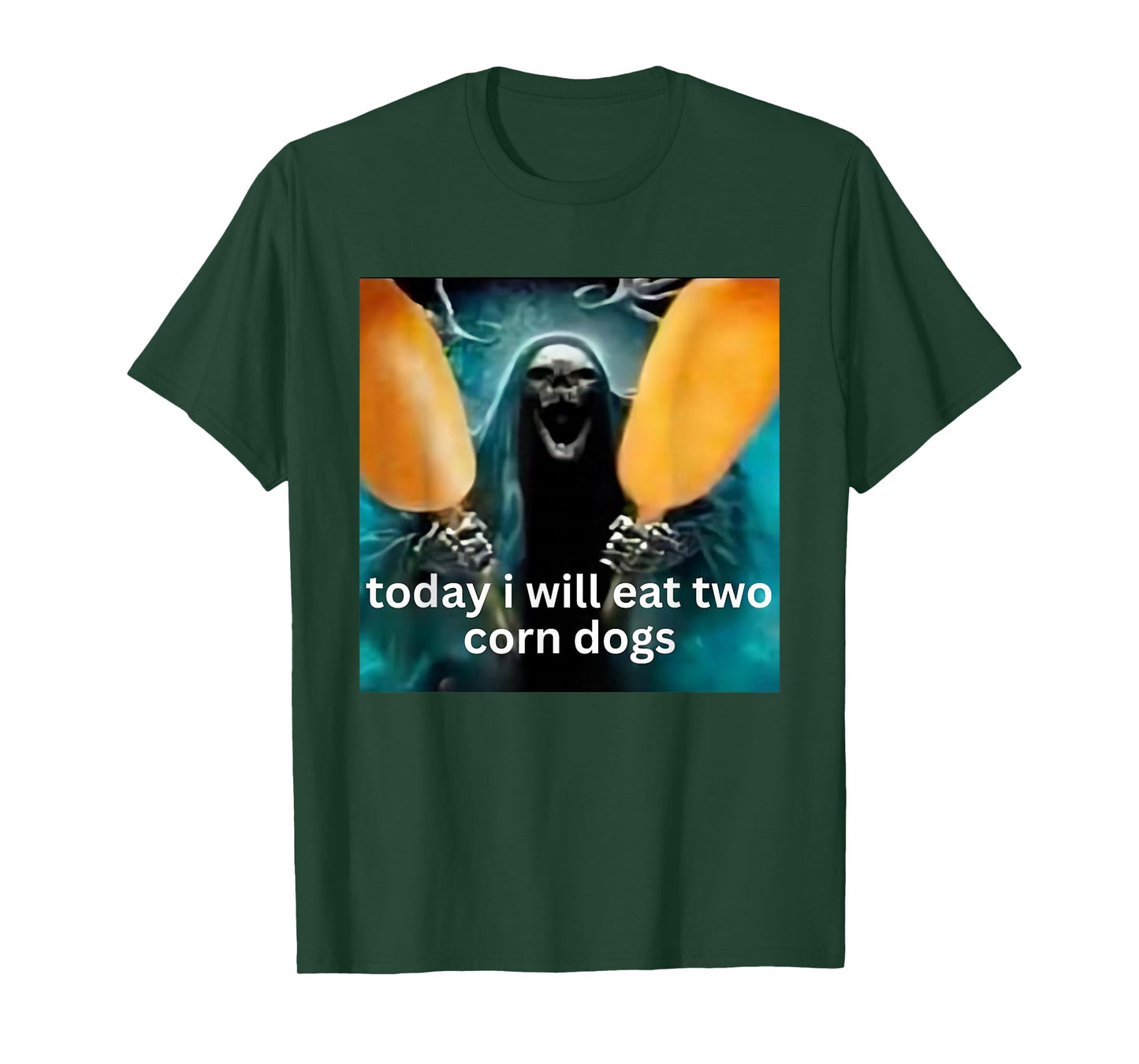 Today I Will Eat Two Corn Dogs Skeleton Meme Skull Meme GenZ T-Shirt