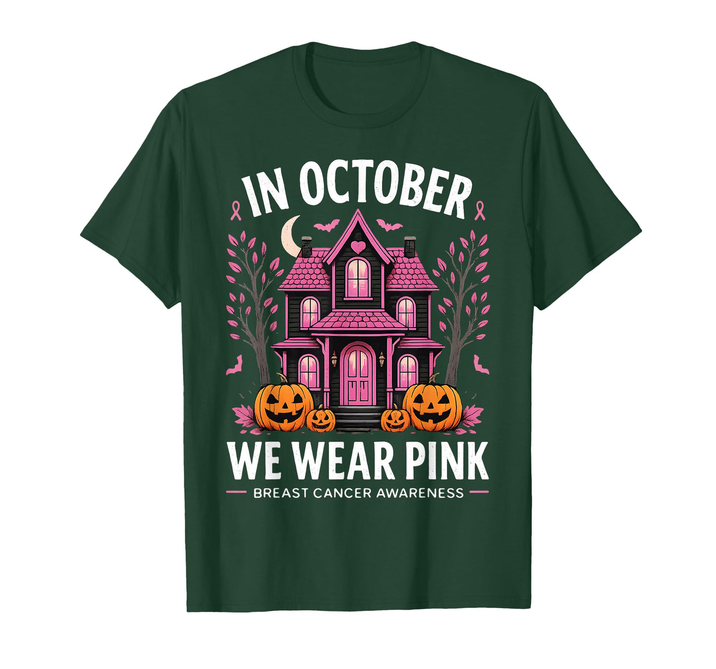 in October We Wear Pink Breast Cancer Awareness Women Girls T-Shirt