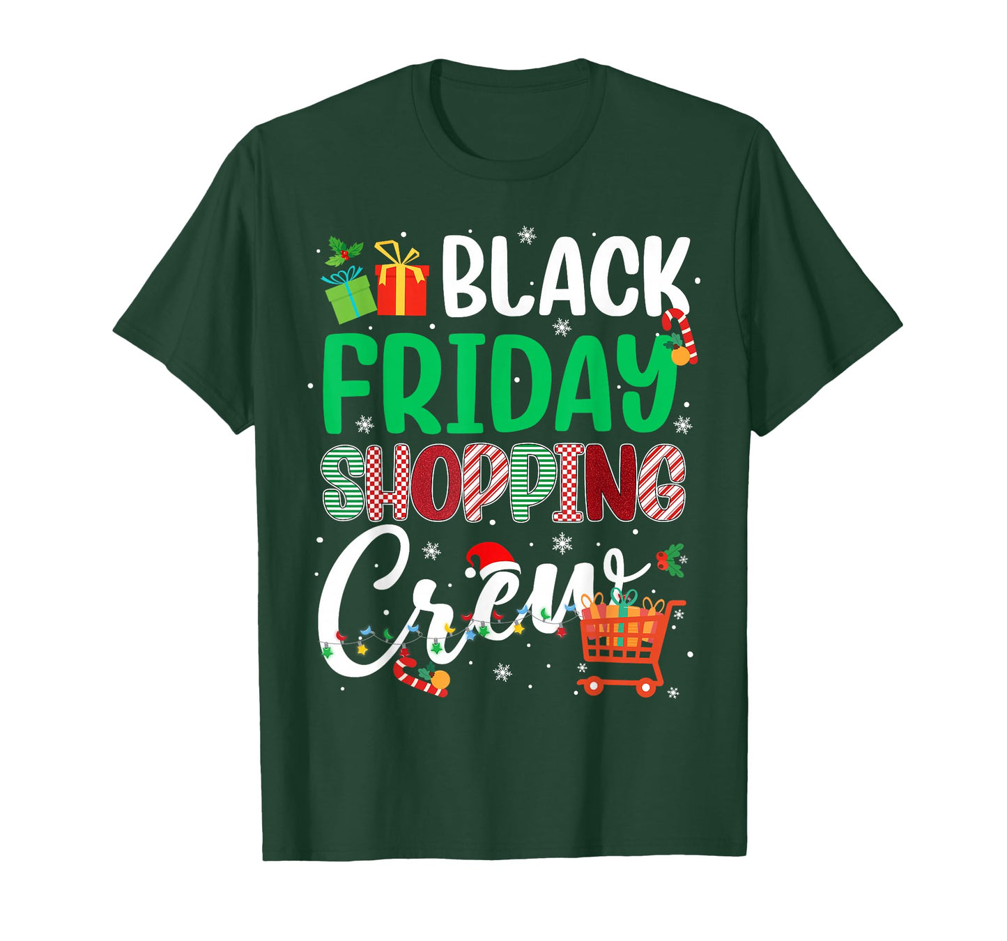 Friday Shopping Crew Christmas Lights Black Shopping Family T-Shirt
