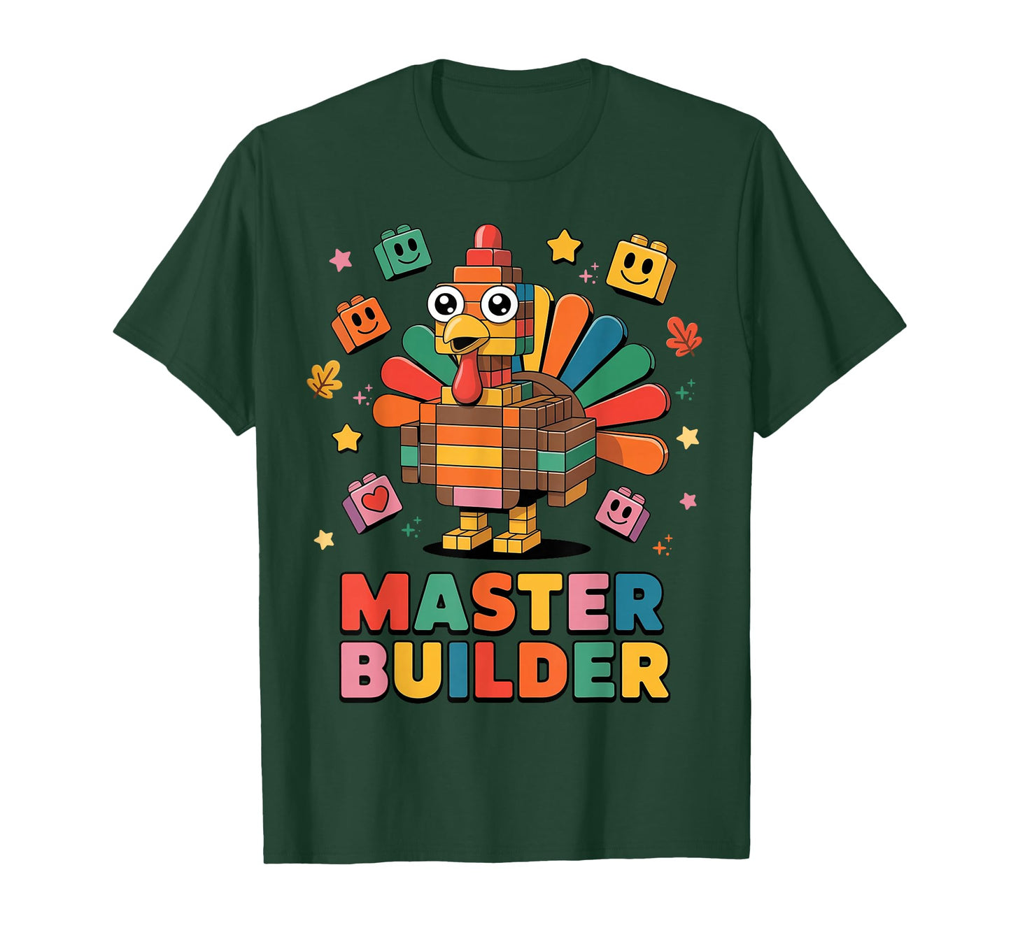 Master Builder Brick Building Blocks Turkey Thanksgiving T-Shirt