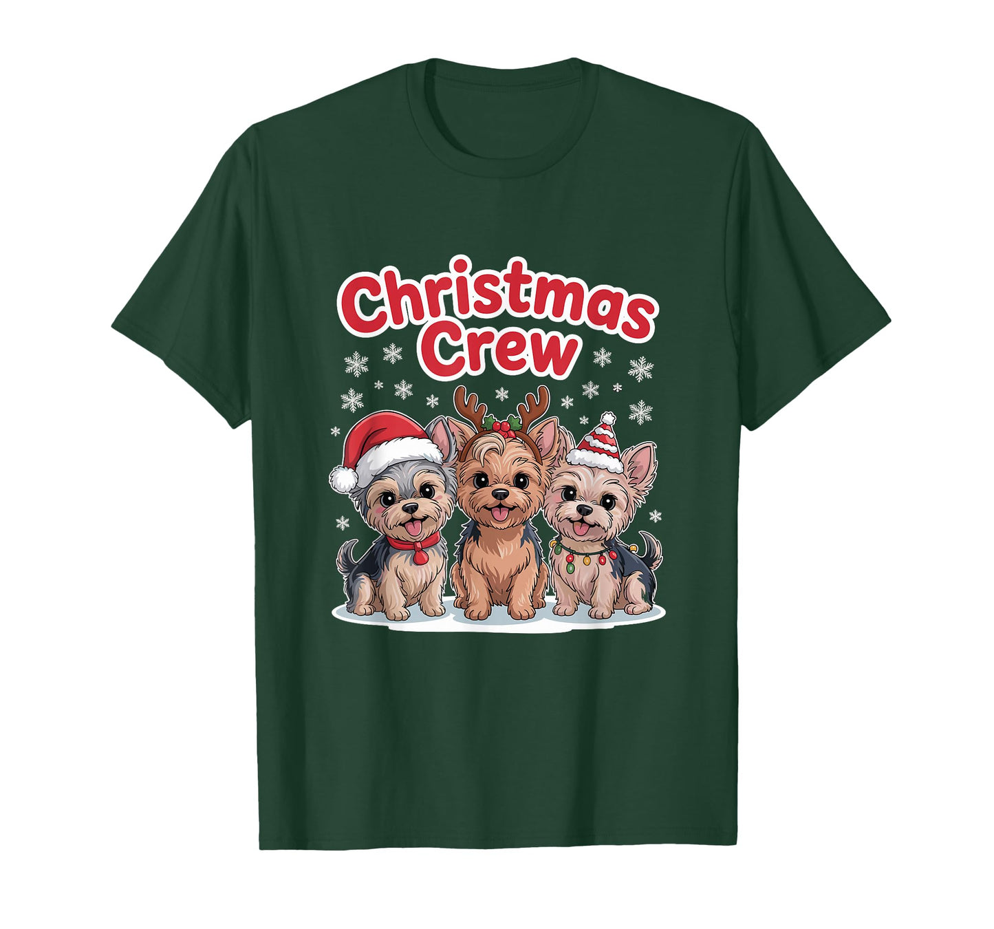 Christmas Crew Puppy Dog Funny Christmas Yorkshire Terrier T-Shirt
