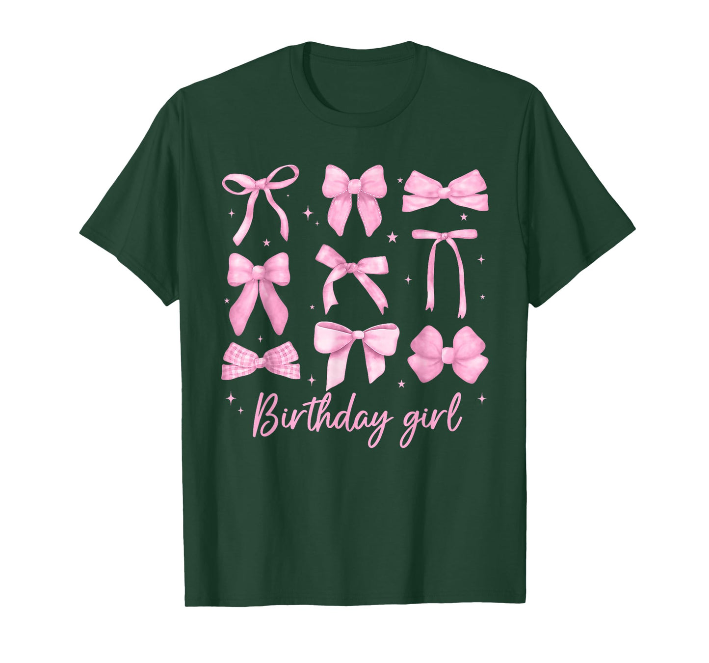 Birthday Girl Coquette Pink Toile Bow for Girl Kids T-Shirt