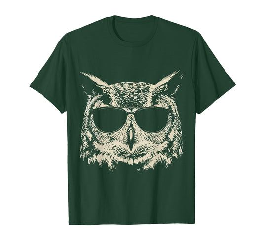 Owl Wearing Sunglasses Graphic Owl Shirt Men Women Kids T-Shirt