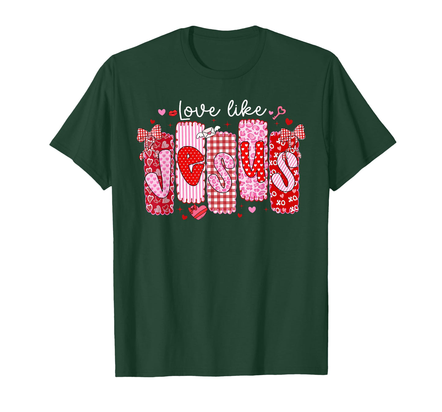 Valentine Preppy Love Like Jesus Bow Christian Girl Women T-Shirt