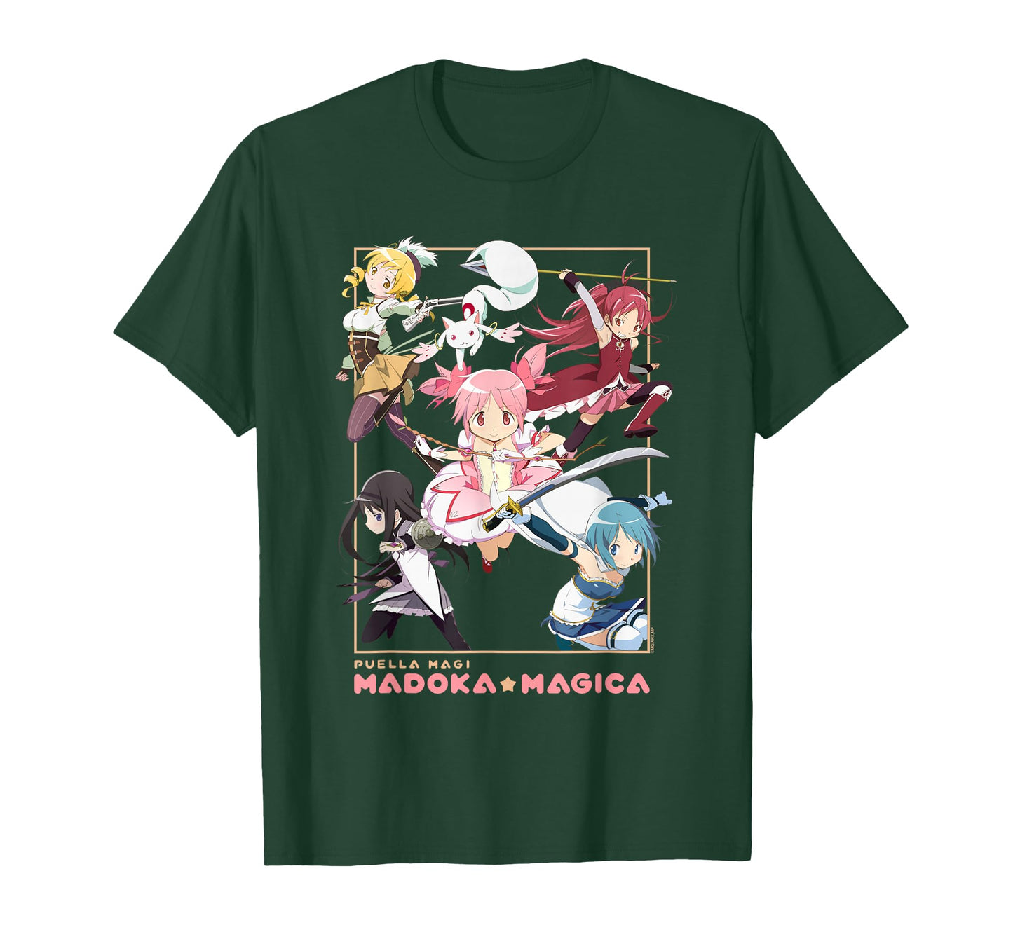 Madoka Magica Character Group Action Pose Anime T-Shirt