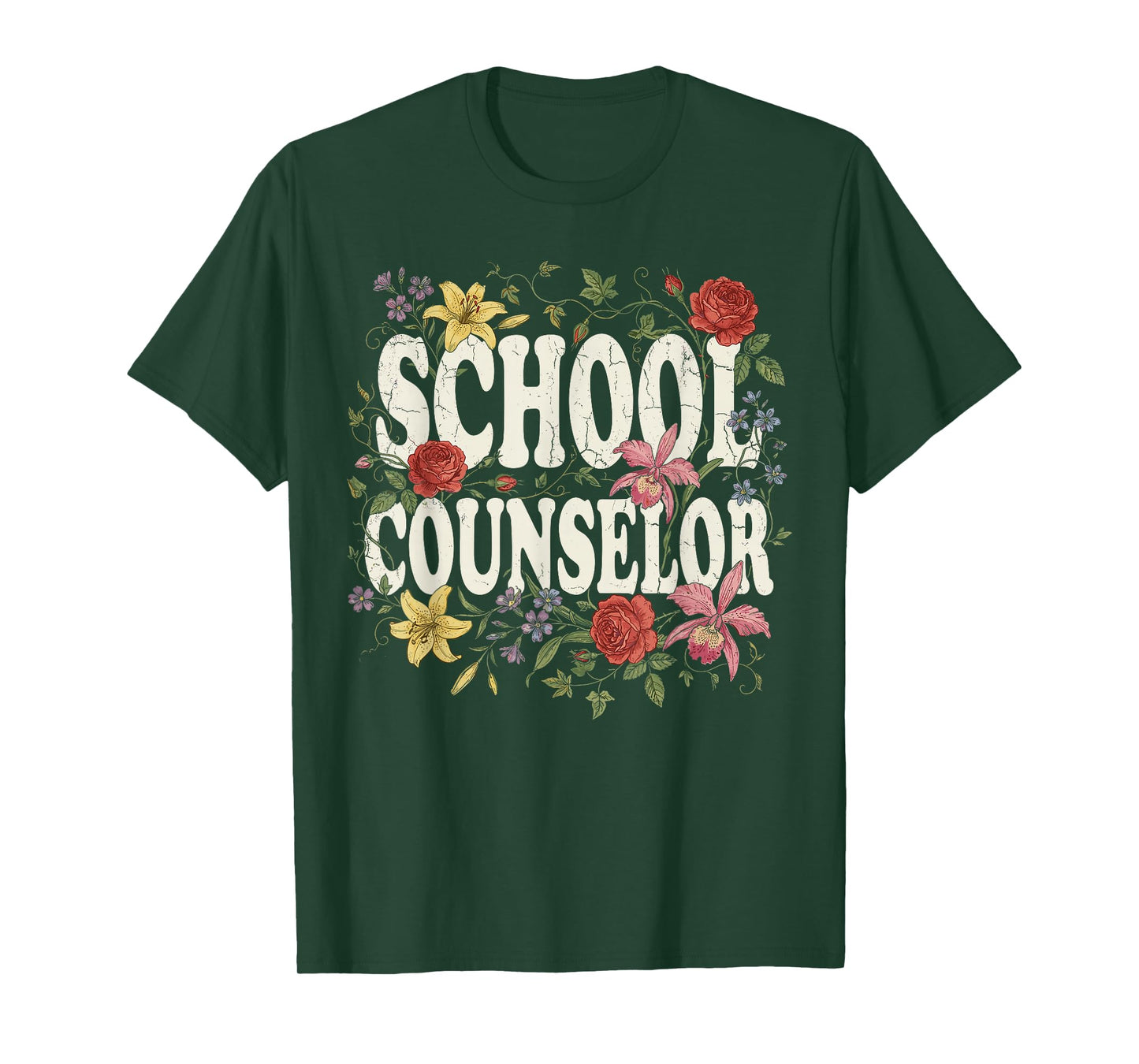 Funny School Counselor Appreciation Women Counseling Flowers T-Shirt