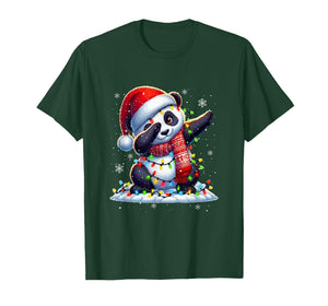 Dabbing Panda Santa Xmas Colorful Lights Wild Animal Lover T-Shirt