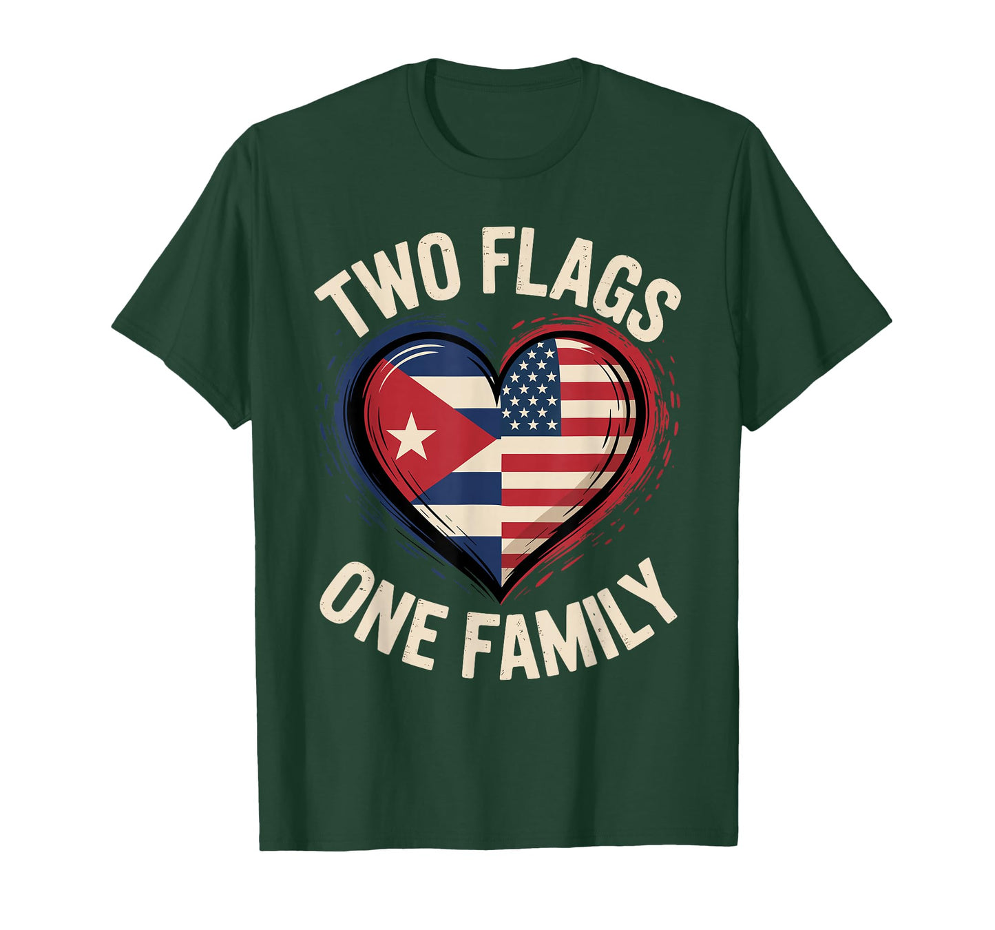 Two Flags One Family American Cuban USA Cuba America T-Shirt