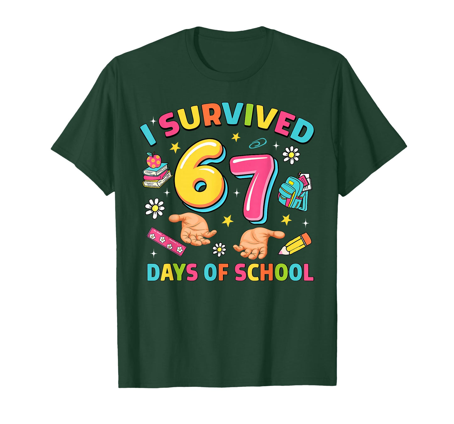I Survived 67 Days of School Funny Six Seven Meme Girl Boy T-Shirt