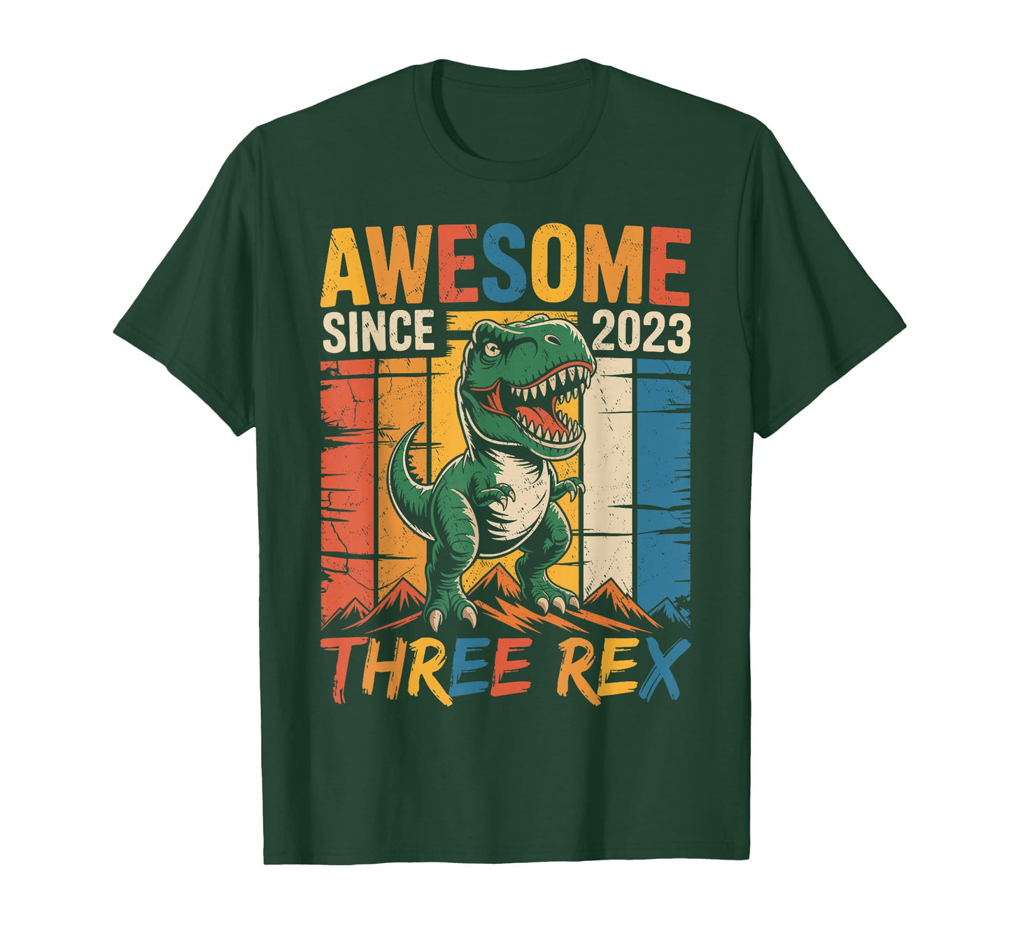 Three Rex 3rd Birthday Third Dinosaur 3 Year Old Boys Kids T-Shirt