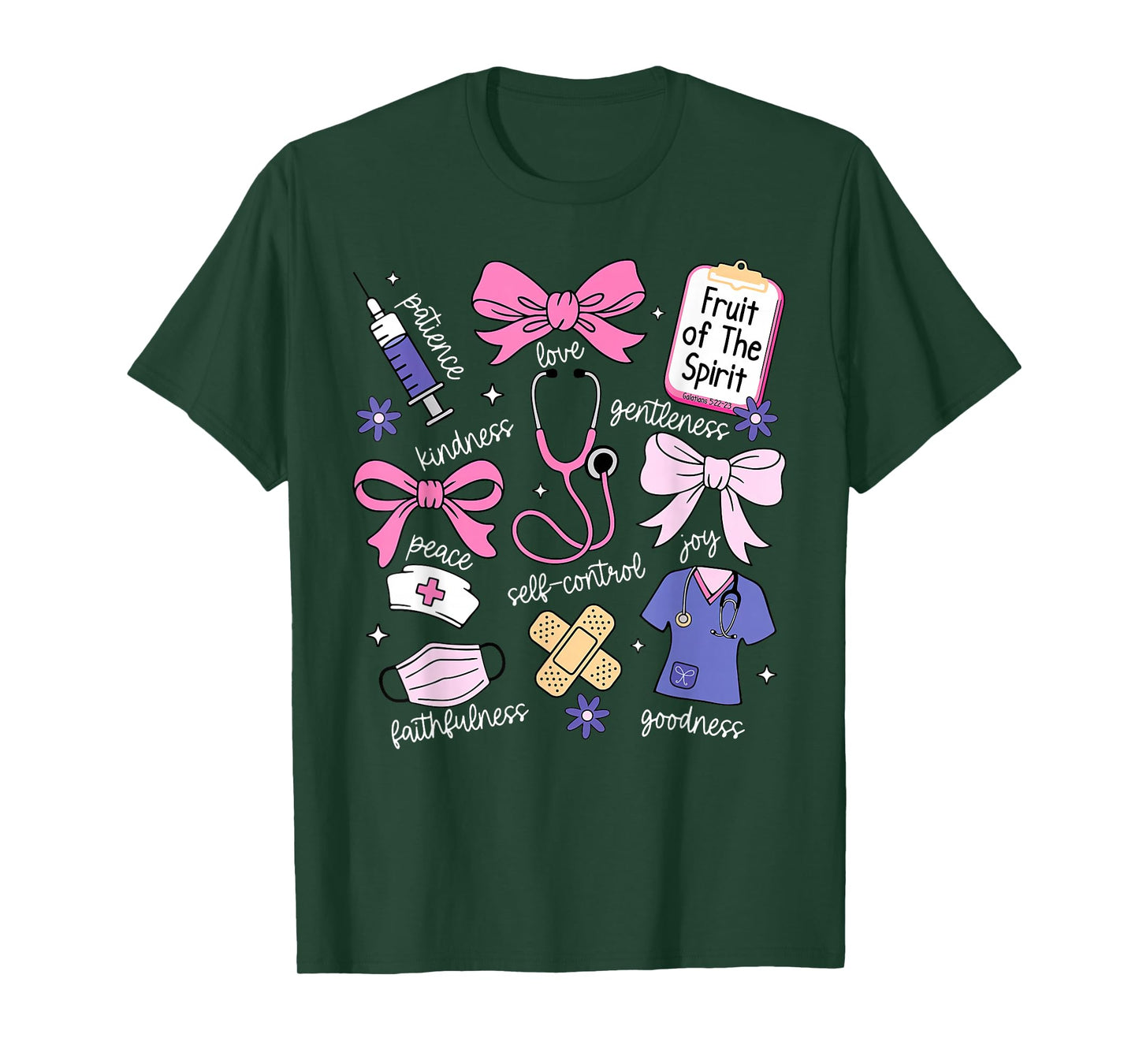 Coquette Bow Fruit of The Spirit Registered Nurse Christian T-Shirt