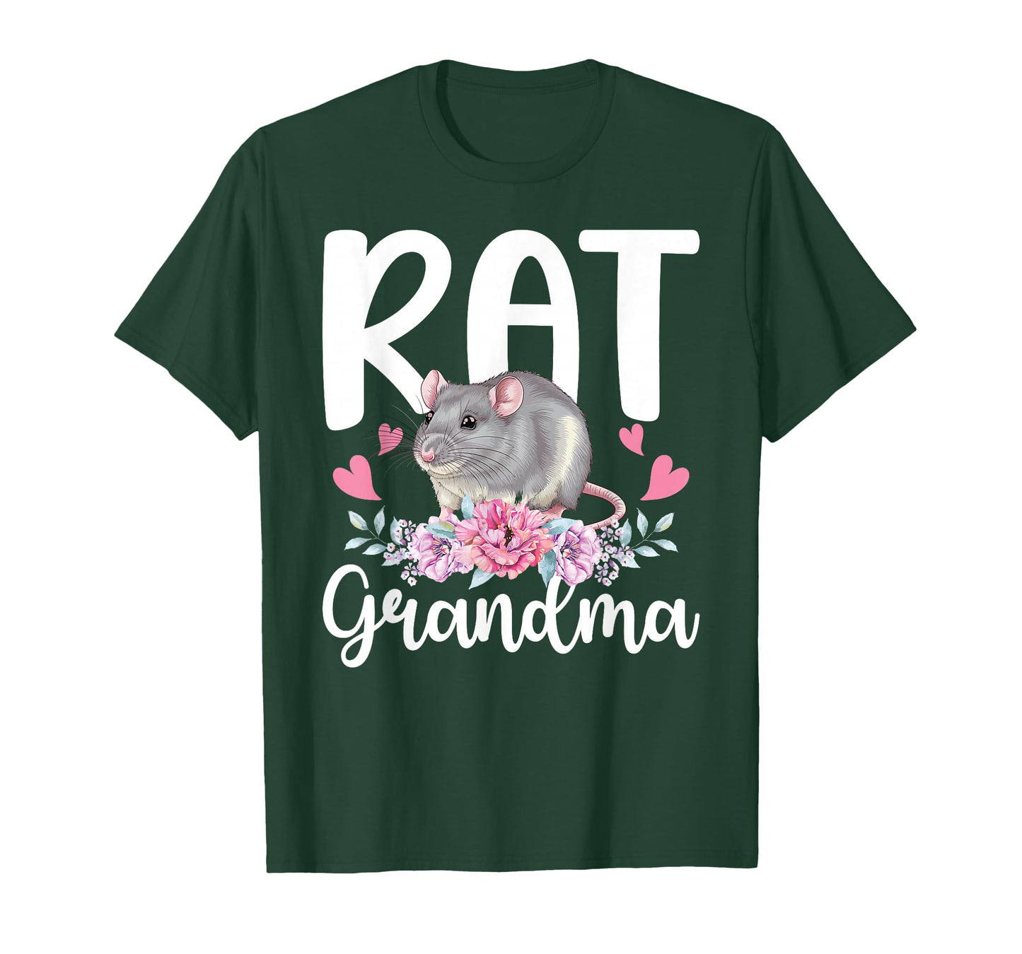 Rat Grandma Flowers Rat Owner Rat Lover Rat Grandmother T-Shirt