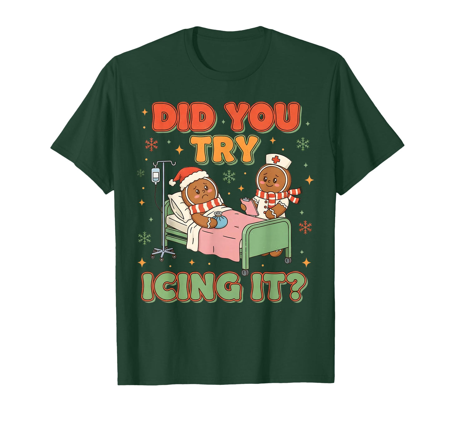 Funny Christmas Gingerbread Nurse Humor T-Shirt