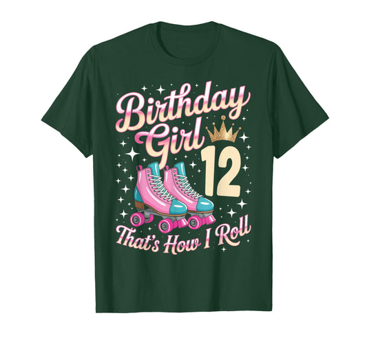 Birthday Girl 12 Roller Skating 12th Birthday Roller Skater T-Shirt