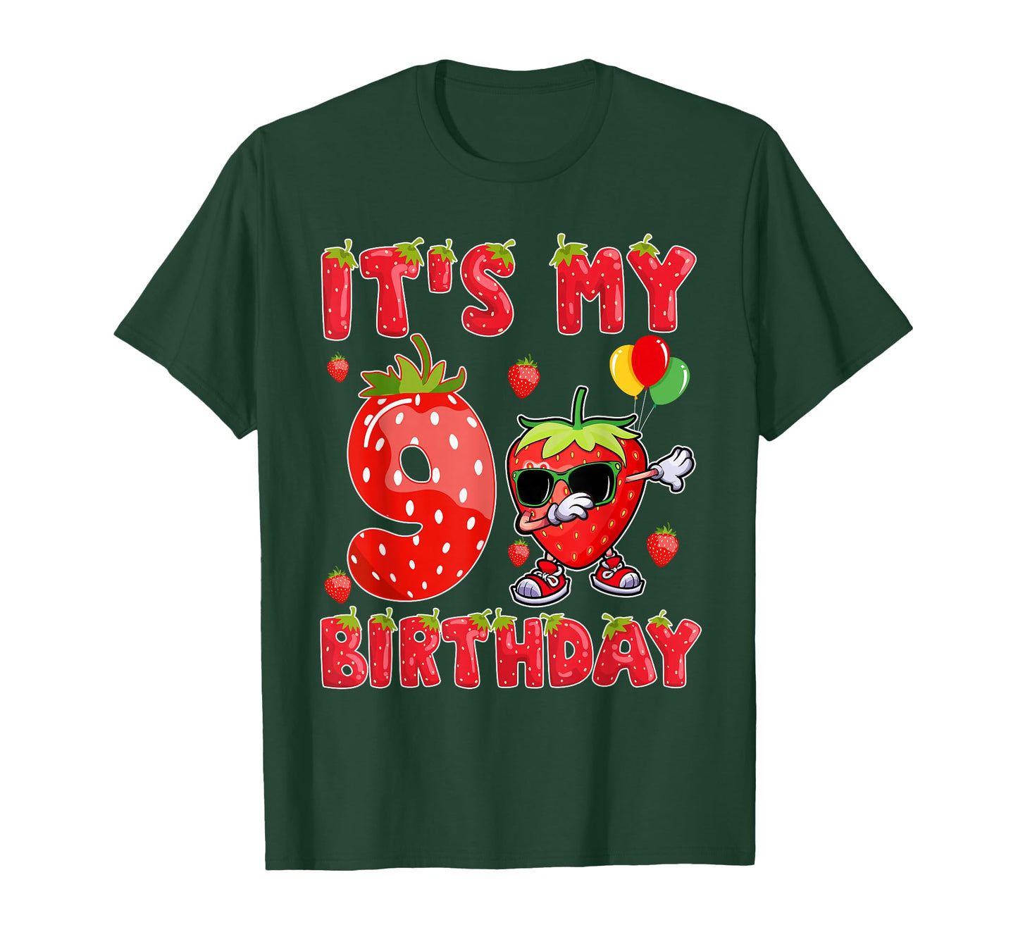It's My 9th Birthday Girl Strawberry Theme 9 Year Old T-Shirt