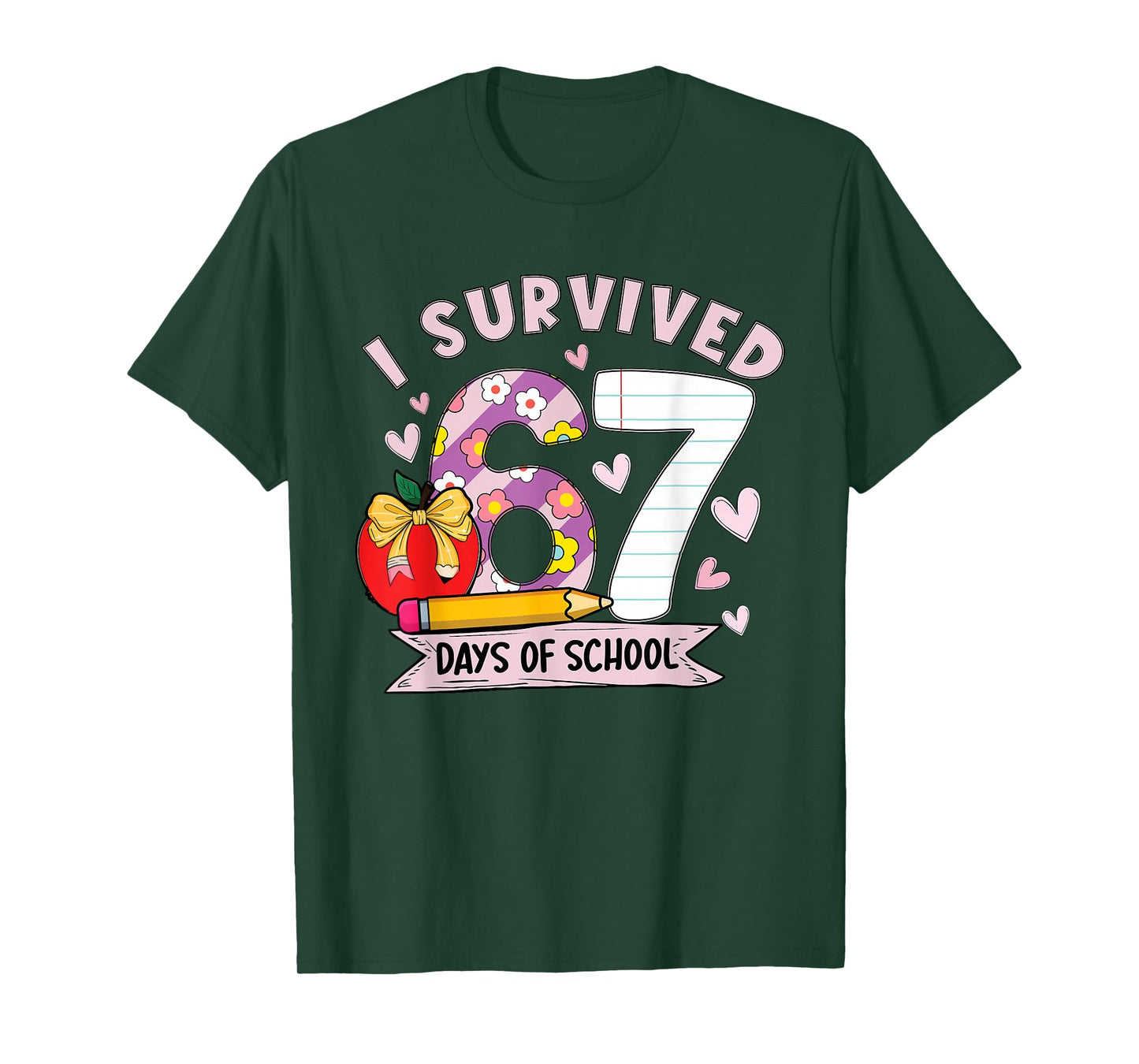 I Survived 67 Days of School Funny Leopard Student Style T-Shirt
