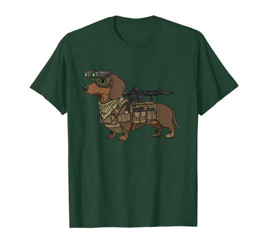 Tactical Wiener Funny Dachshund Dog with NVG Meme Dogs Lover T-Shirt