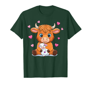 Cute Highland Cow Hugging Toy Farmer Farm Country T-Shirt
