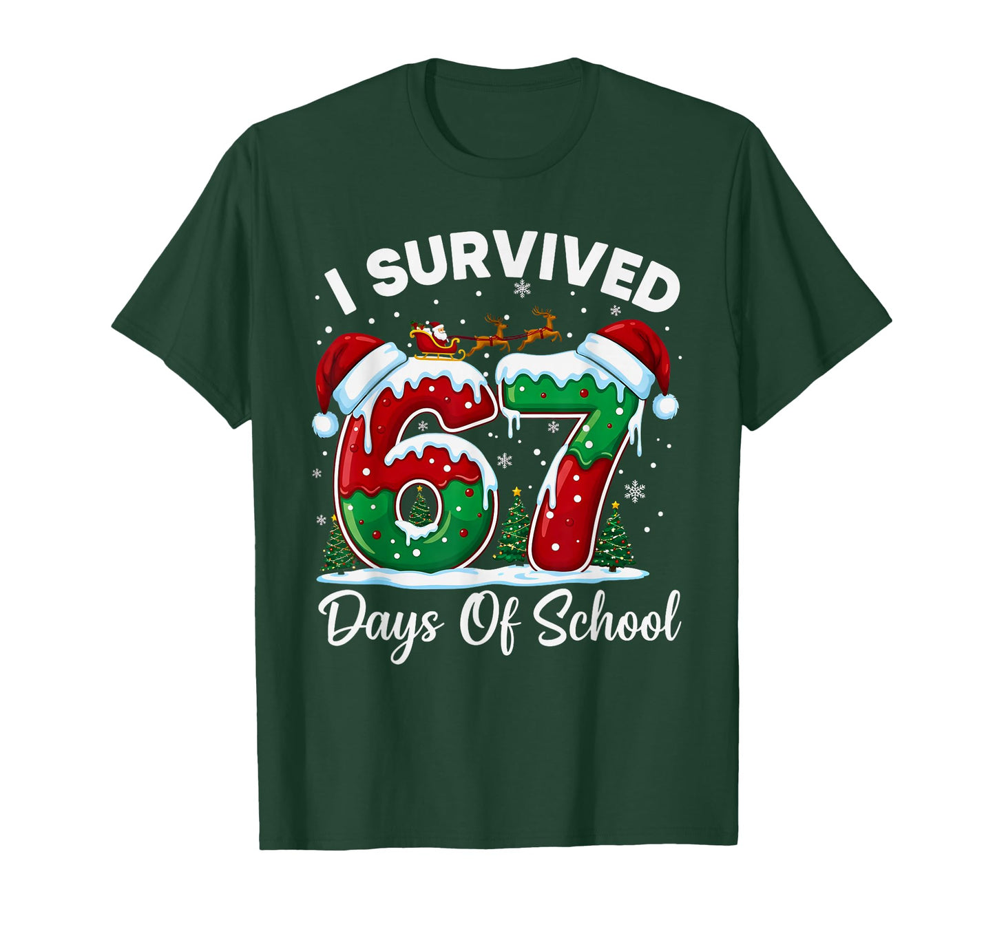 I Survived 67 Days of School Christmas Countdown Kids Boys T-Shirt