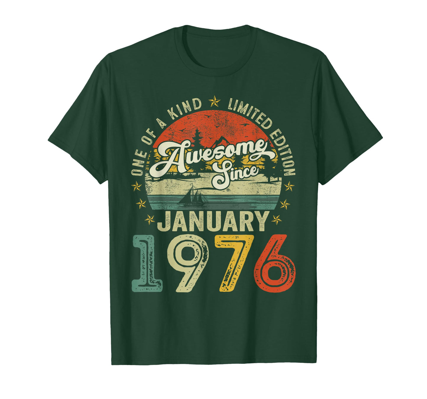 50 Year Old Vintage January 1976 Retro 50th Birthday Men Dad T-Shirt