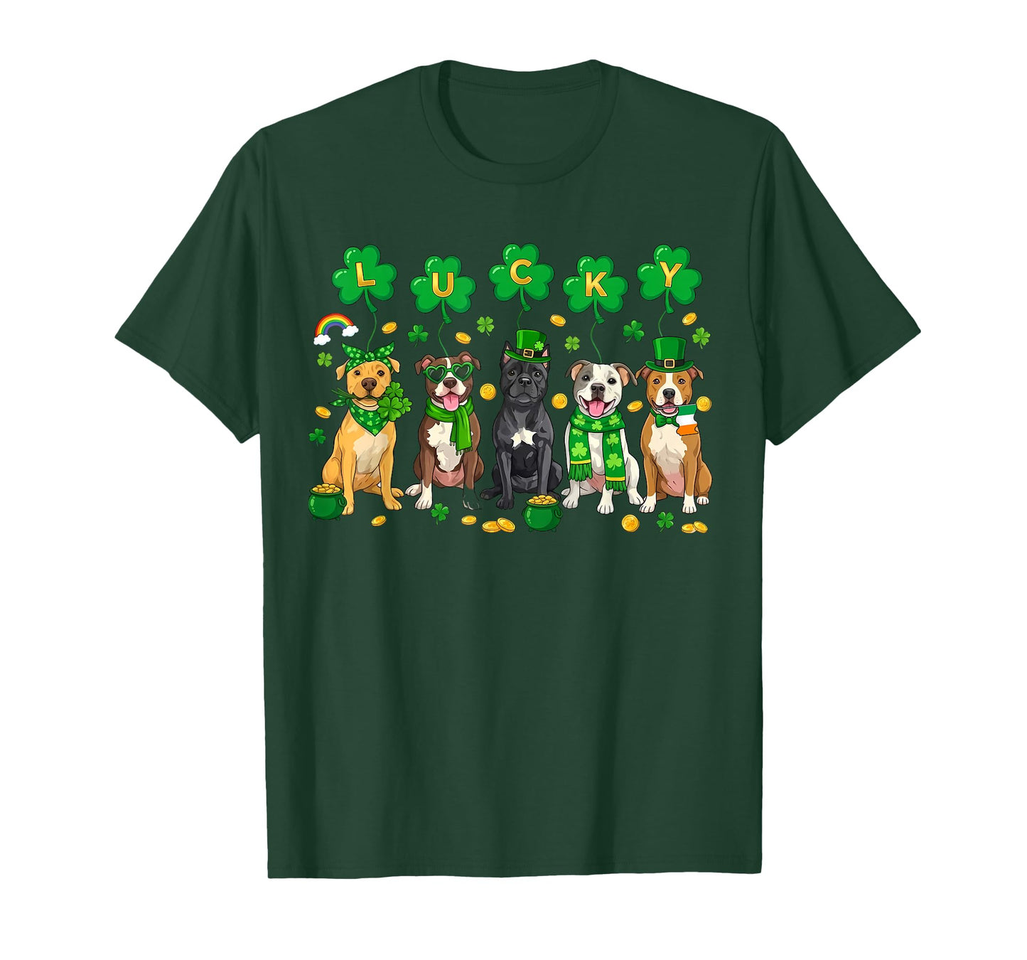 Funny Pitbull Dog St Patrick's Day Lucky Irish Dog Mom Dad T-Shirt